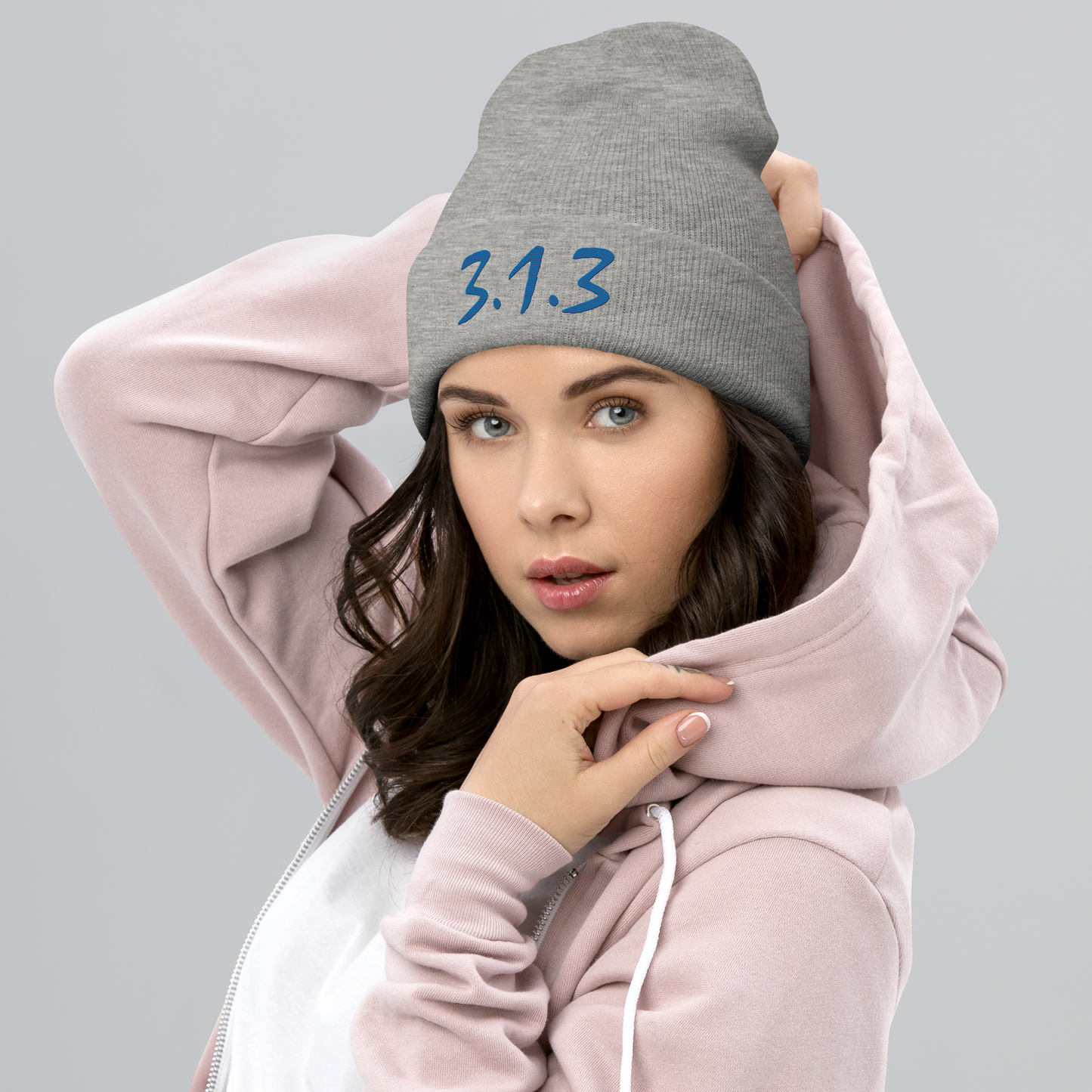 Detroit '313' Cuffed Beanie (Compton Font) | Azure