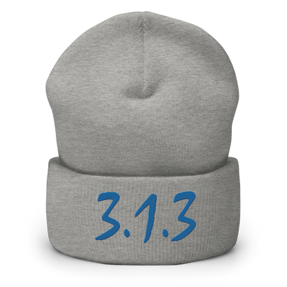 Detroit '313' Cuffed Beanie (Compton Font) | Azure