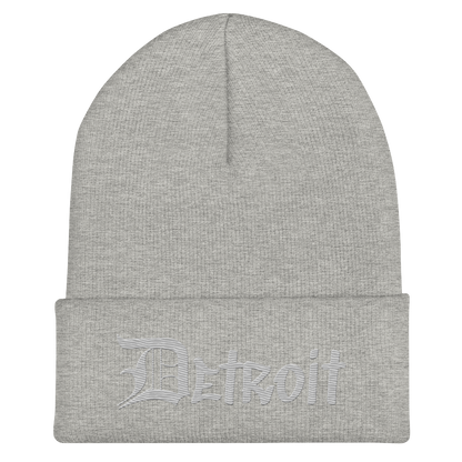 'Detroit' Cuffed Beanie (OED Tag Font) | Platinum