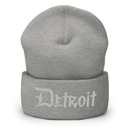 'Detroit' Cuffed Beanie (OED Tag Font) | Platinum