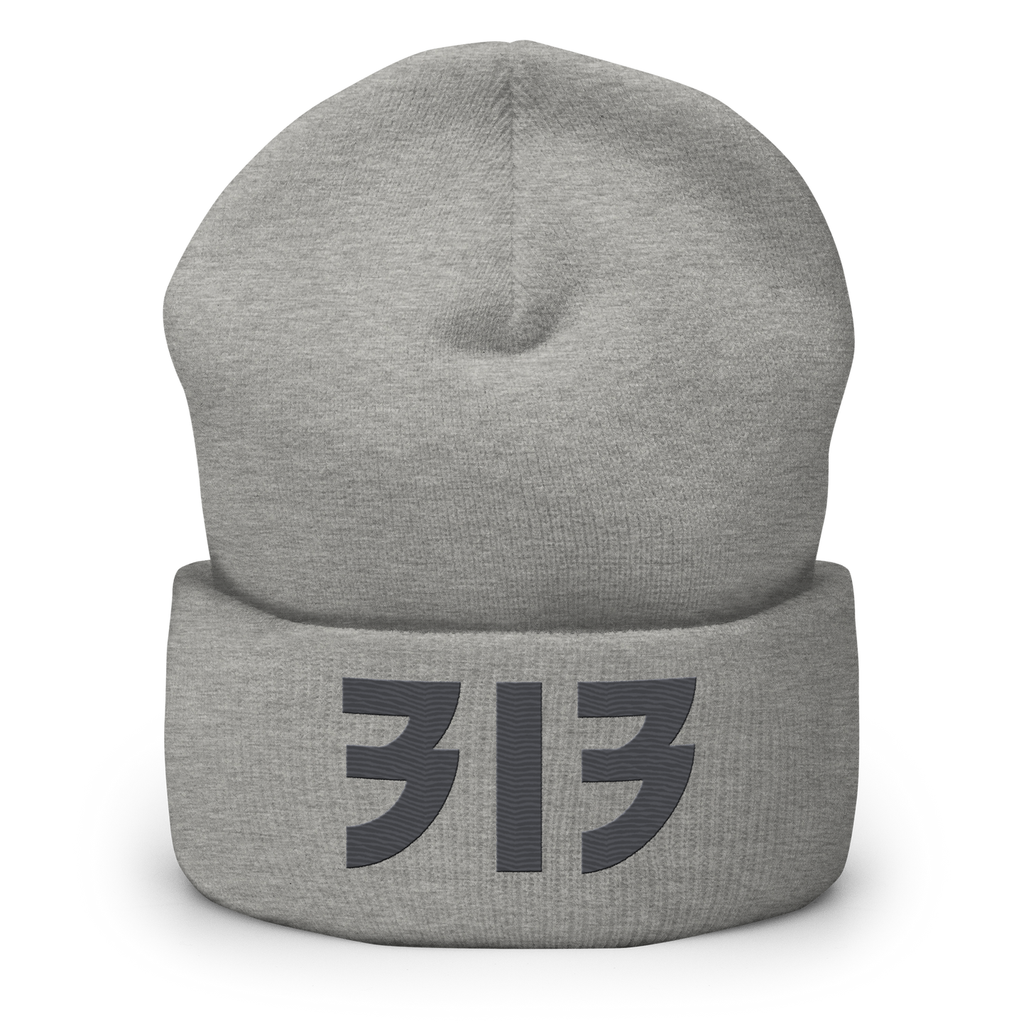 Detroit '313' Cuffed Beanie (Glam Font) | Iron Ore Grey