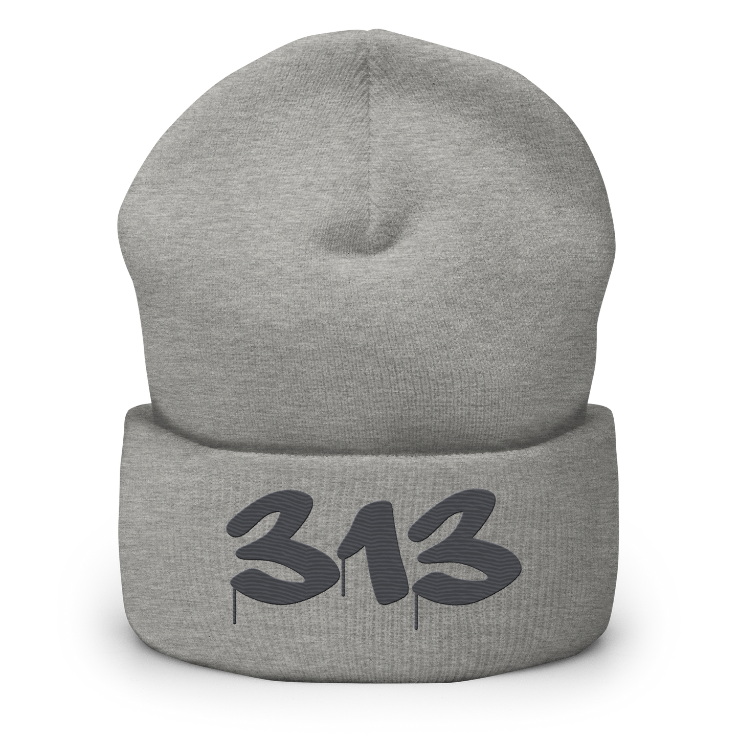 Detroit '313' Cuffed Beanie (Tag Font) | Iron Ore Grey