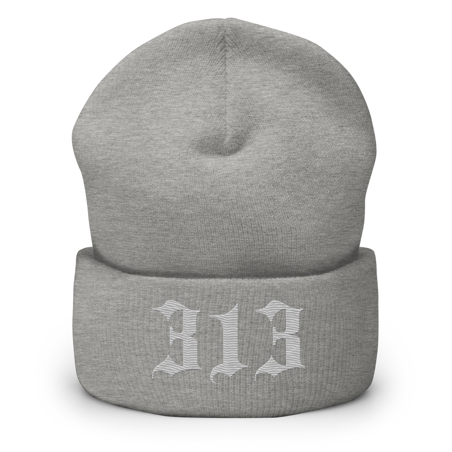 Detroit '313' Cuffed Beanie (Old English Font) | Platinum