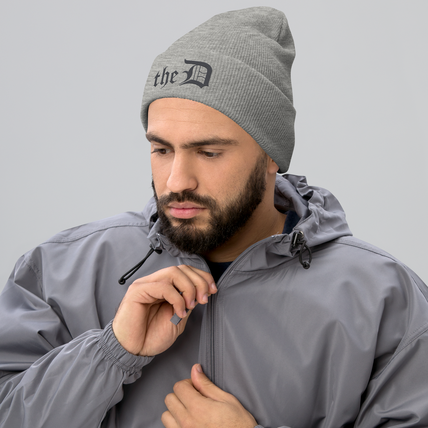 Detroit 'The D' Cuffed Beanie | Iron Ore Grey