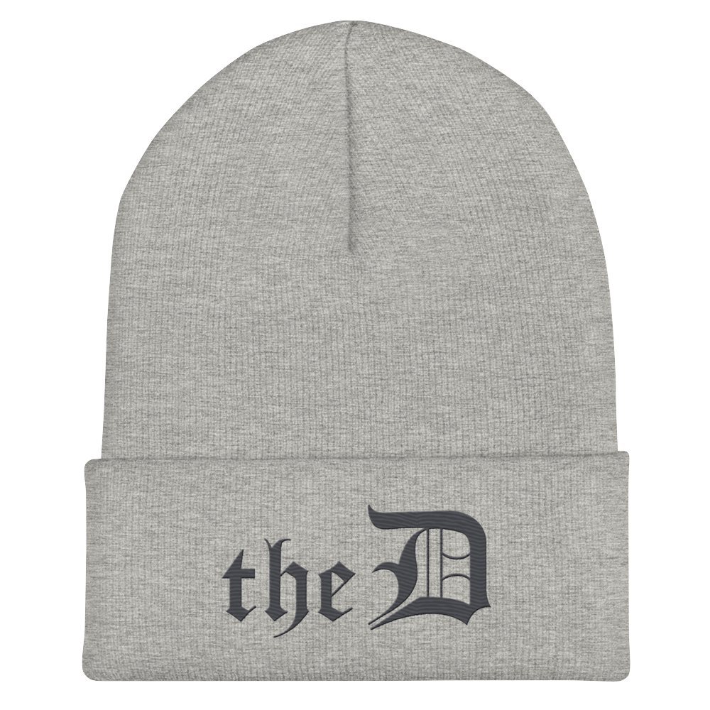 Detroit 'The D' Cuffed Beanie | Iron Ore Grey