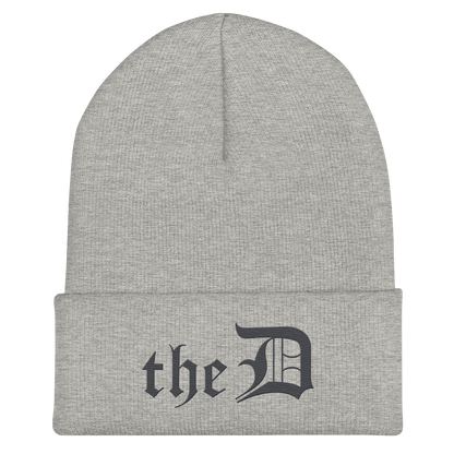 Detroit 'The D' Cuffed Beanie | Iron Ore Grey