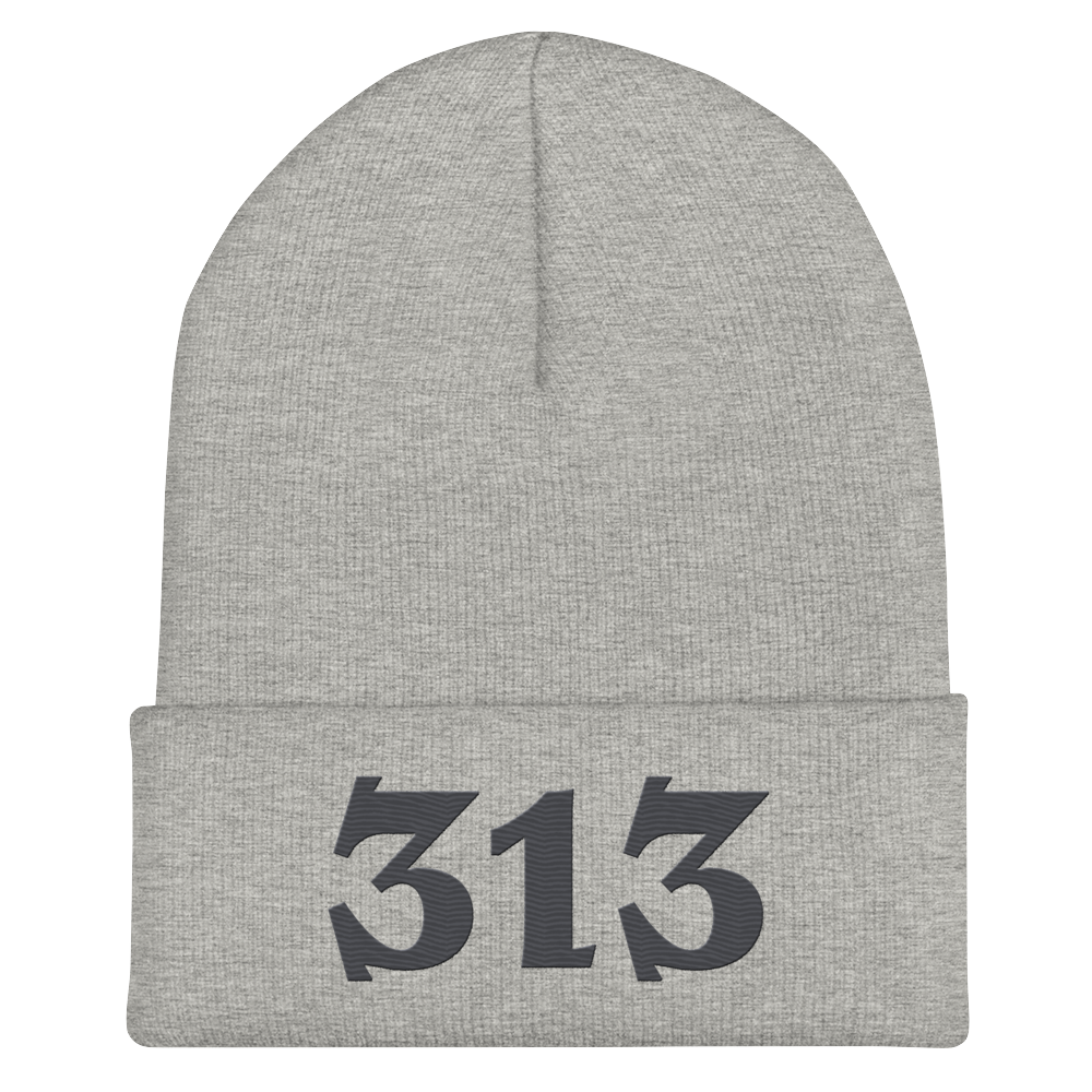 Detroit '313' Cuffed Beanie (Angry Font) | Iron Ore Grey