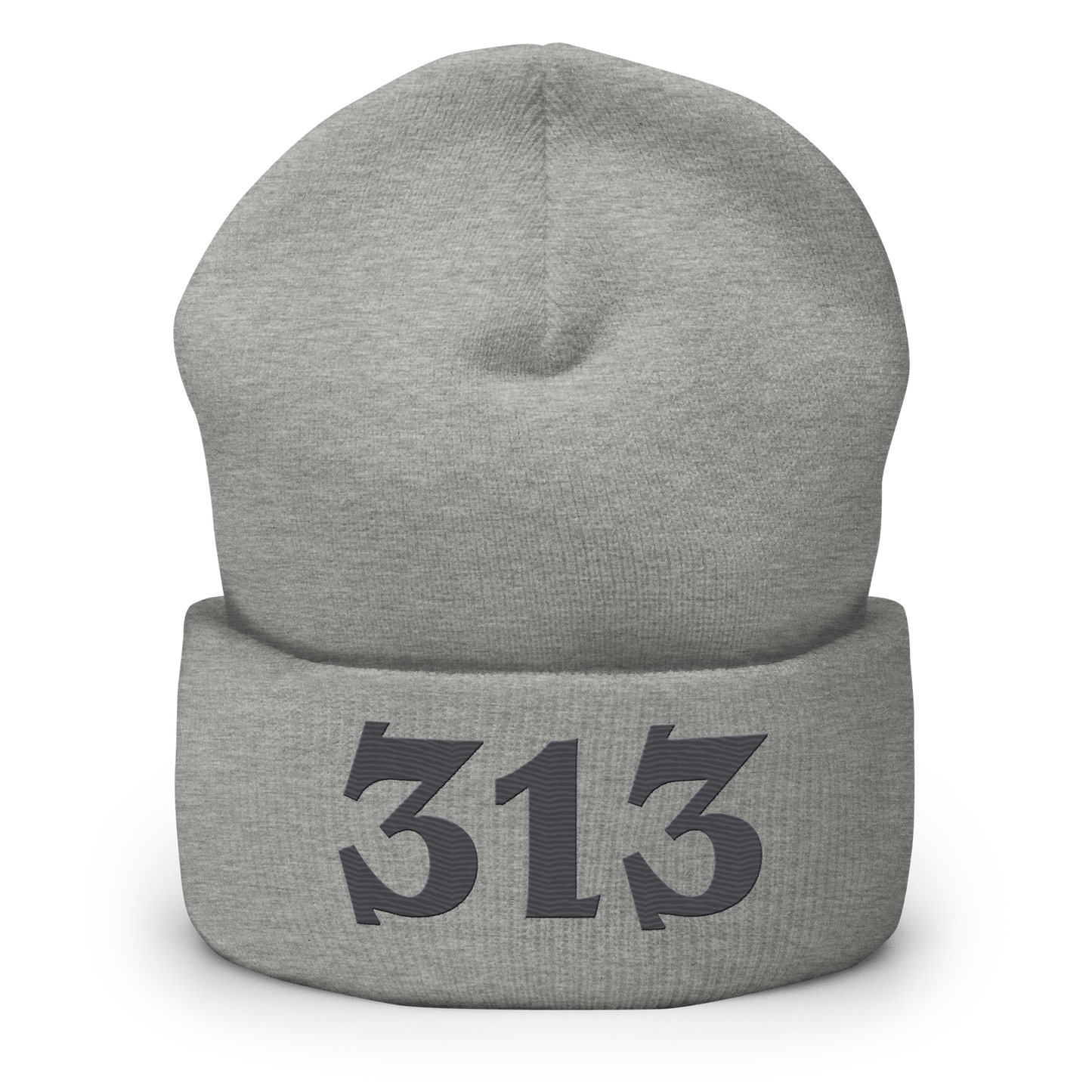 Detroit '313' Cuffed Beanie (Angry Font) | Iron Ore Grey