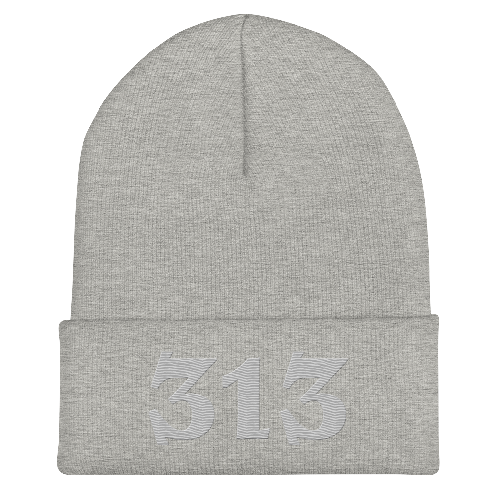 Detroit '313' Cuffed Beanie (Angry Font) | Platinum