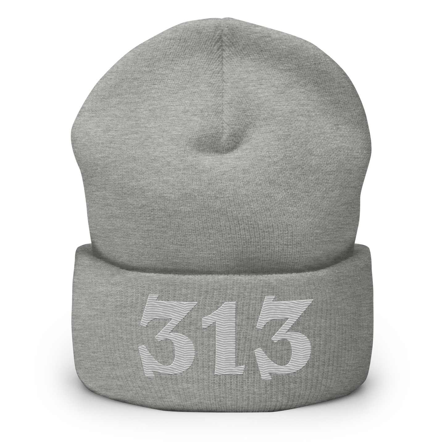 Detroit '313' Cuffed Beanie (Angry Font) | Platinum