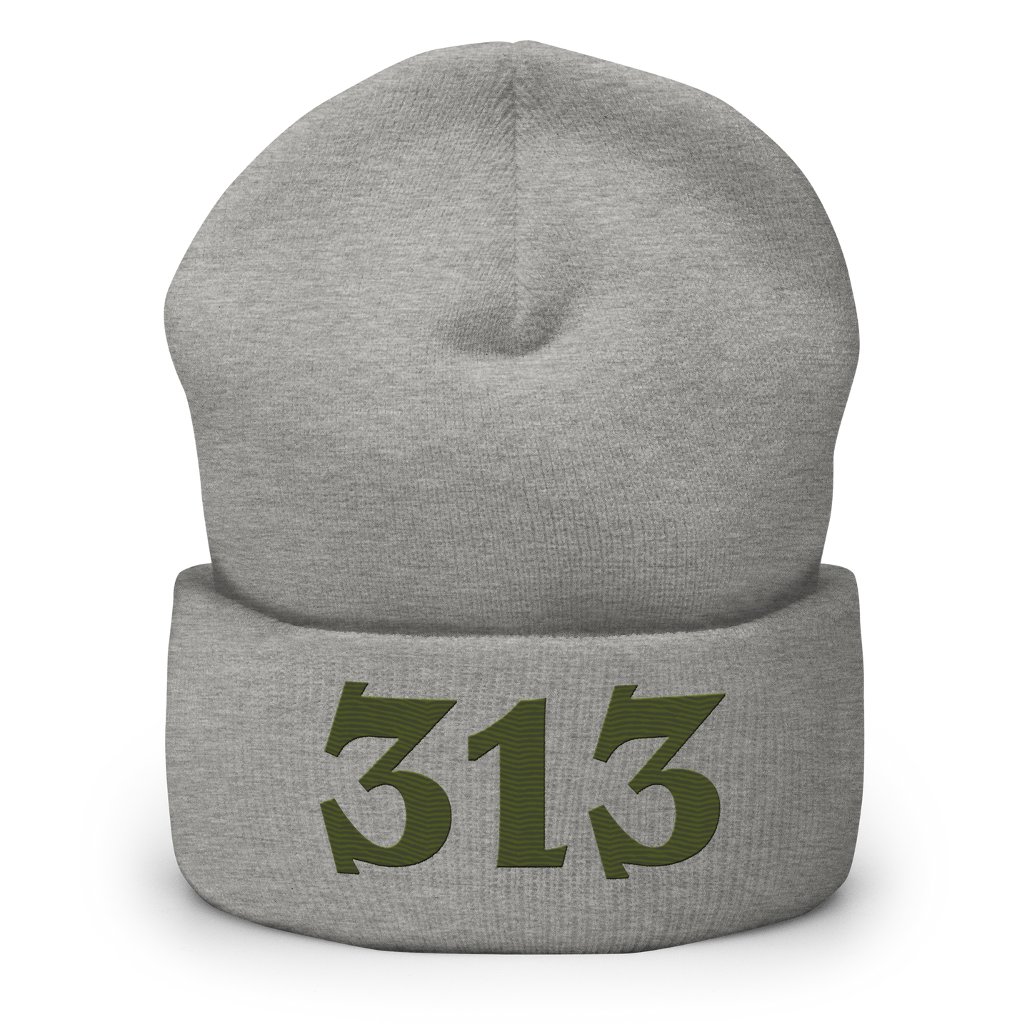 Detroit '313' Cuffed Beanie (Angry Font) | Army Green