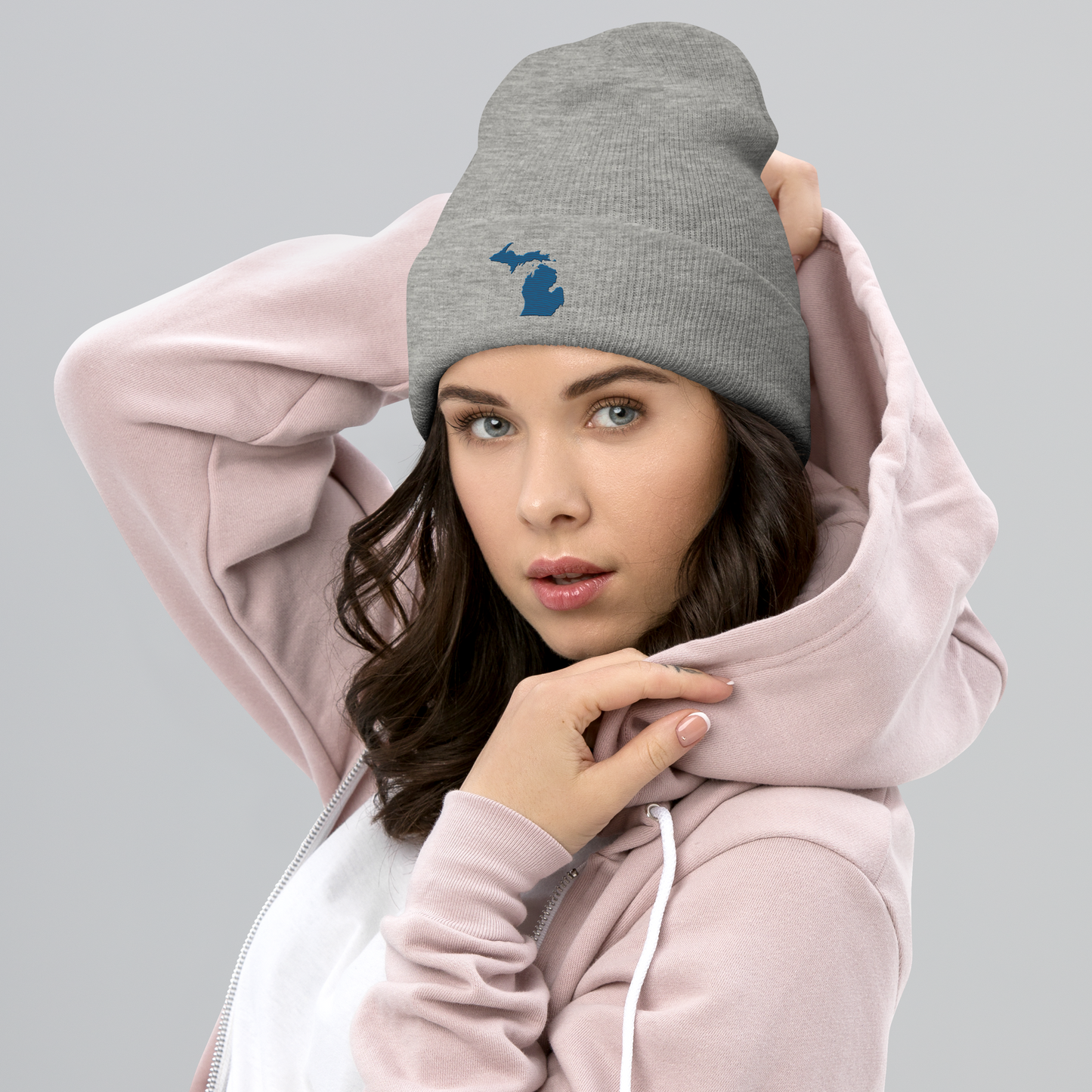 Michigan Cuffed Beanie | Blueberry Outline