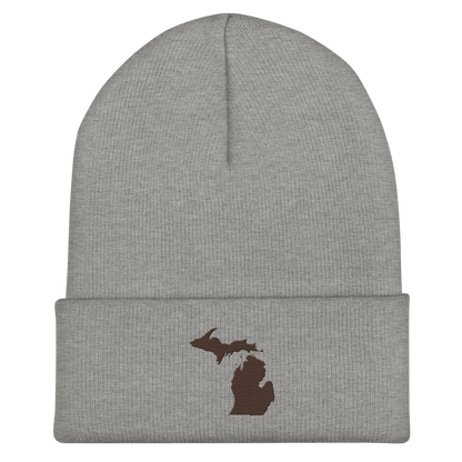 Michigan Cuffed Beanie | Hickory Brown Outline