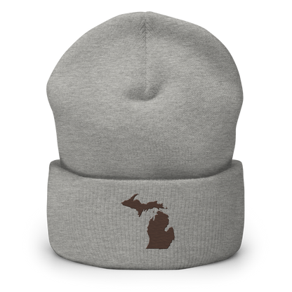 Michigan Cuffed Beanie | Hickory Brown Outline