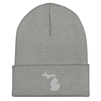 Michigan Cuffed Beanie | Platinum Outline