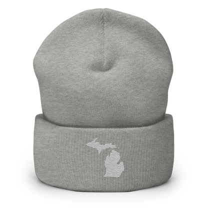 Michigan Cuffed Beanie | Platinum Outline