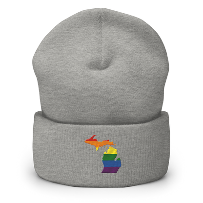 Michigan Cuffed Beanie | Rainbow Pride Outline