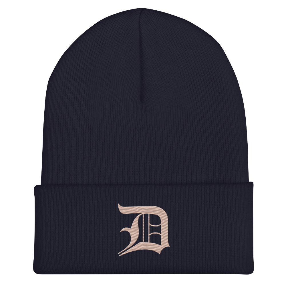 Detroit 'Old English D' Cuffed Beanie (Rose Gold)