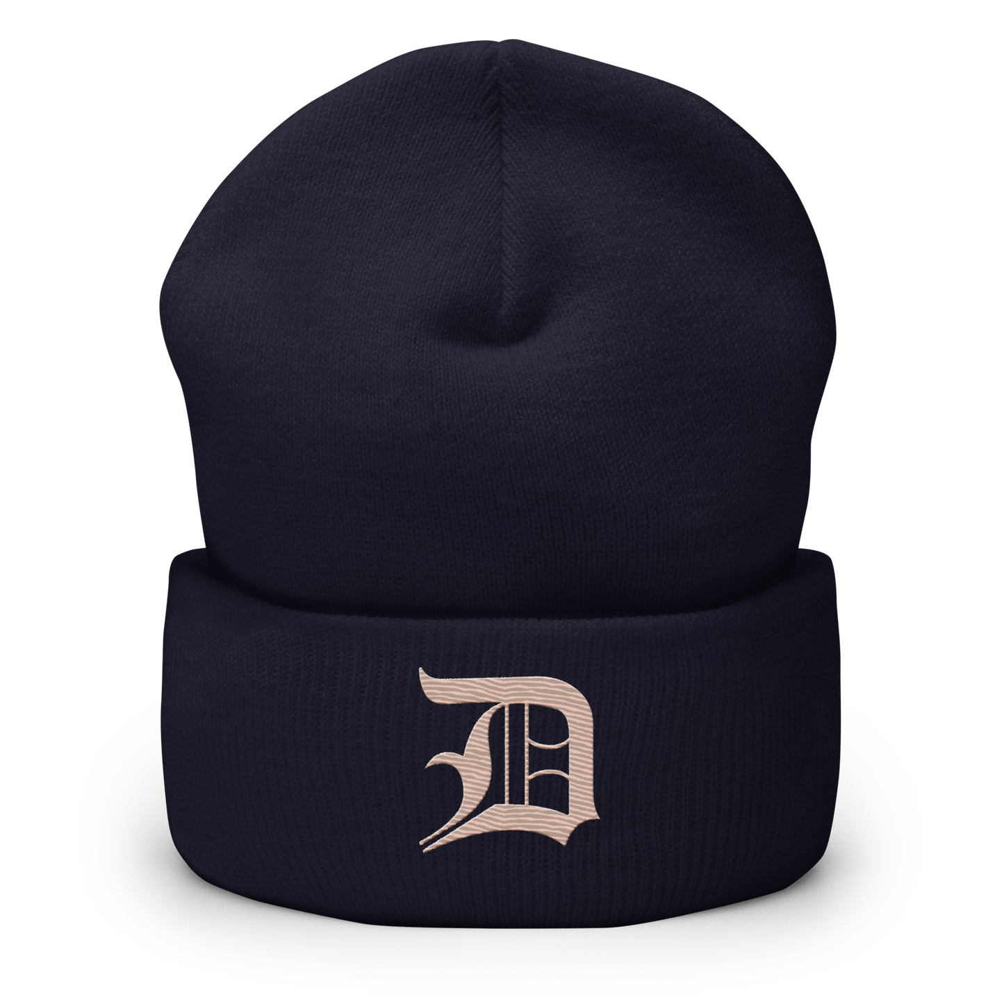 Detroit 'Old English D' Cuffed Beanie (Rose Gold)