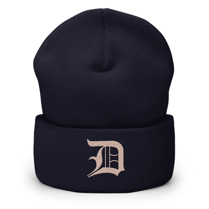 Detroit 'Old English D' Cuffed Beanie (Rose Gold)