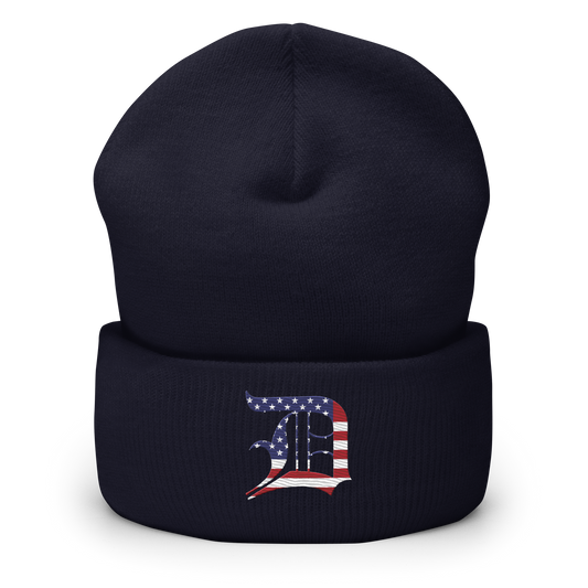 Detroit 'Old English D' Cuffed Beanie (Patriotic Edition)