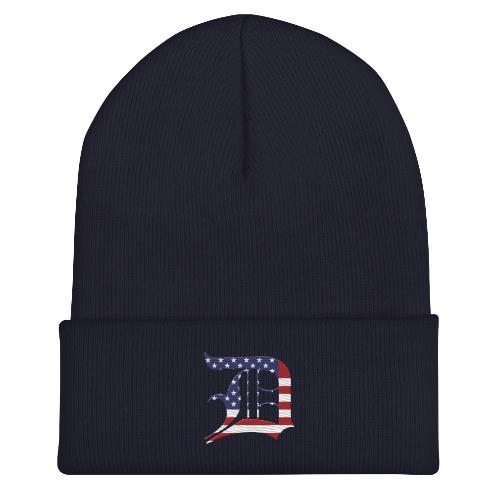 Detroit 'Old English D' Cuffed Beanie (Patriotic Edition)