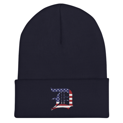 Detroit 'Old English D' Cuffed Beanie (Patriotic Edition)