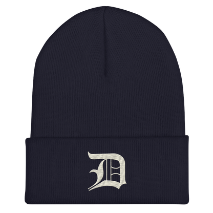 Detroit 'Old English D' Cuffed Beanie (Ivory White)