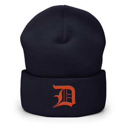 Detroit 'Old English D' Cuffed Beanie (Maple Leaf Orange)