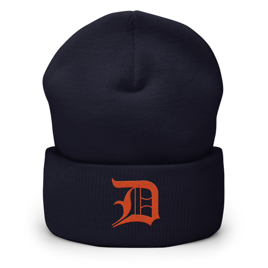 Detroit 'Old English D' Cuffed Beanie (Maple Leaf Orange)