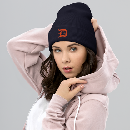 Detroit 'Old English D' Cuffed Beanie (Maple Leaf Orange)