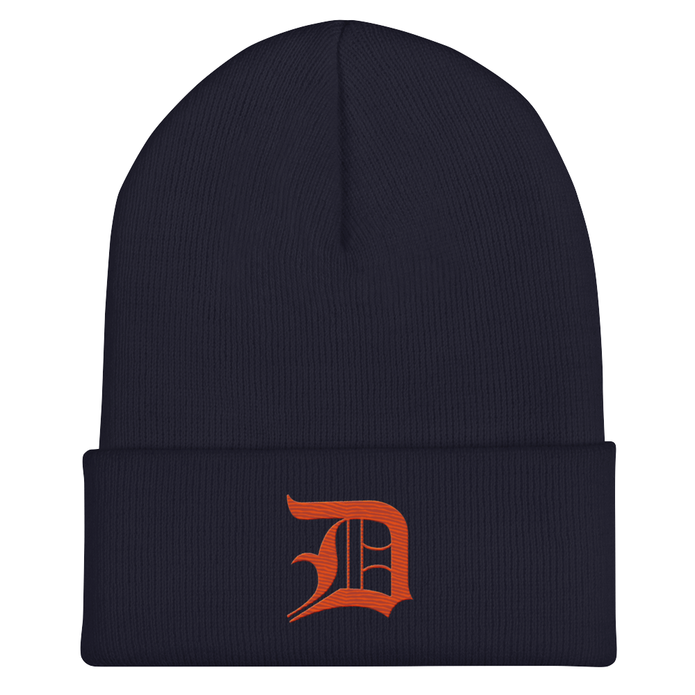 Detroit 'Old English D' Cuffed Beanie (Maple Leaf Orange)