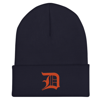 Detroit 'Old English D' Cuffed Beanie (Maple Leaf Orange)