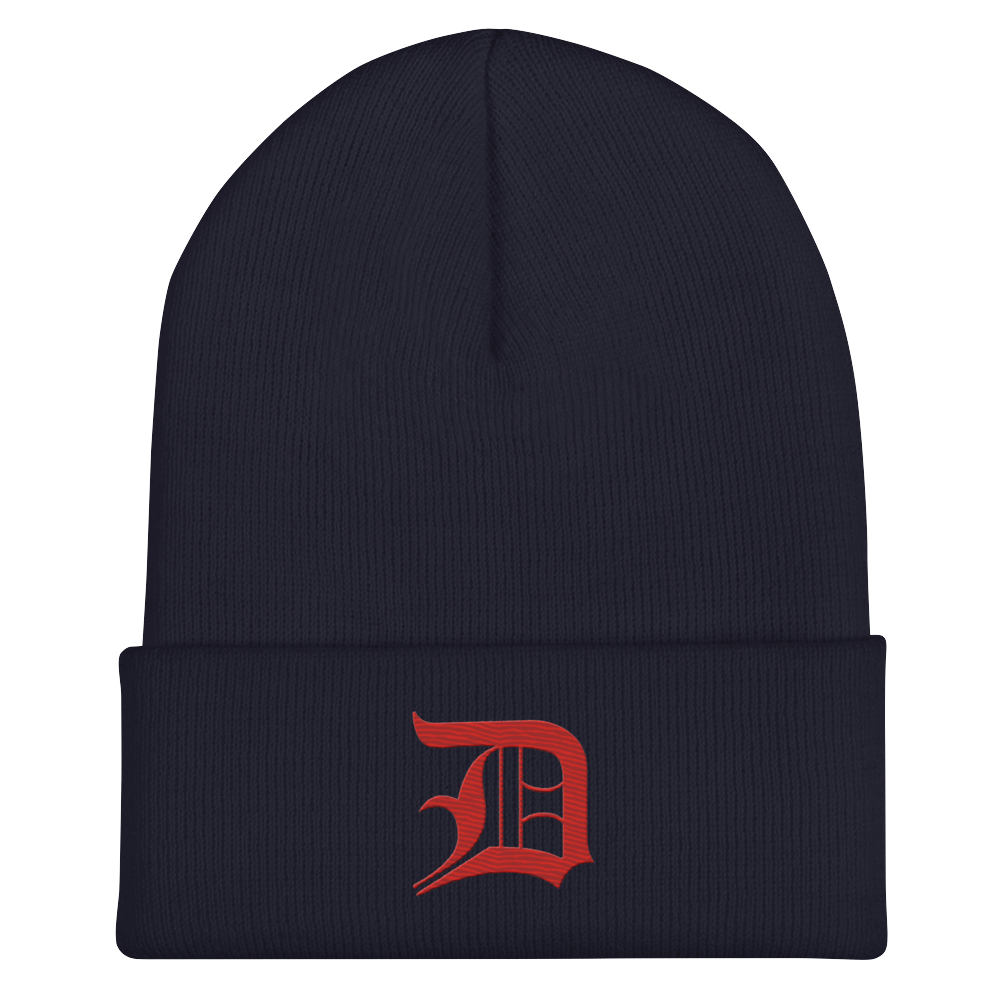 Detroit 'Old English D' Cuffed Beanie (Aliform Red)