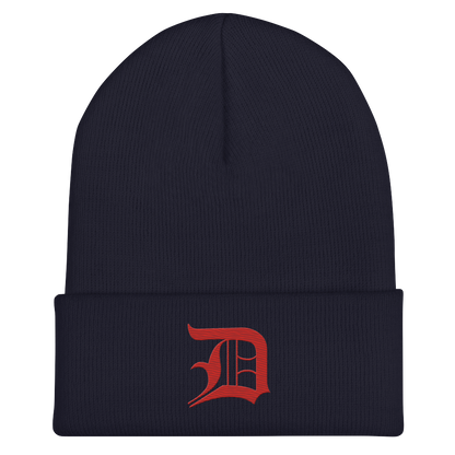 Detroit 'Old English D' Cuffed Beanie (Aliform Red)