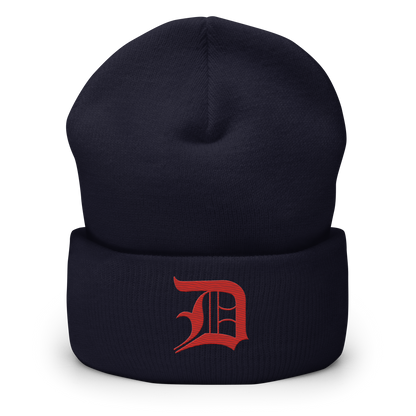 Detroit 'Old English D' Cuffed Beanie (Aliform Red)