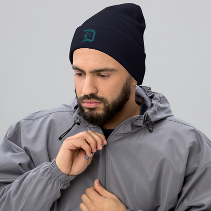 Detroit 'Old English D' Cuffed Beanie (Auburn HIlls Teal)