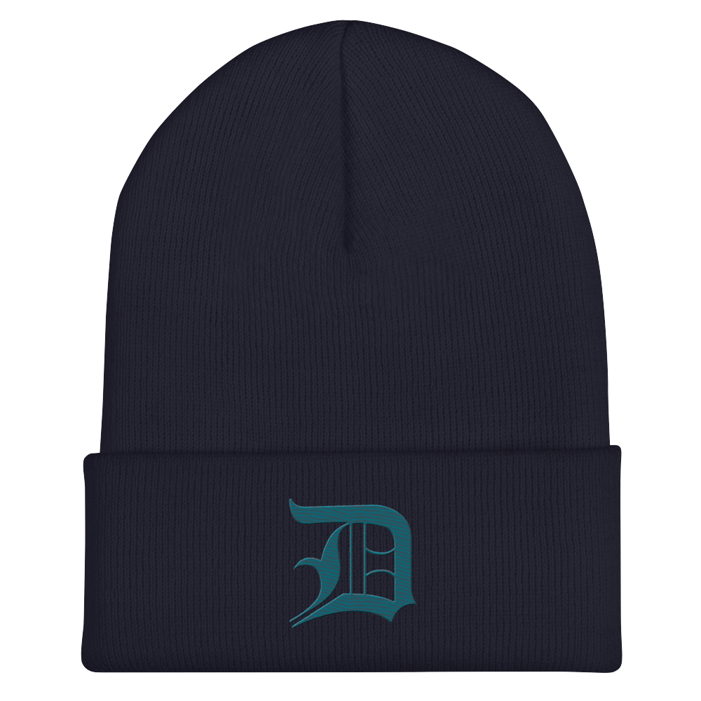 Detroit 'Old English D' Cuffed Beanie (Auburn HIlls Teal)