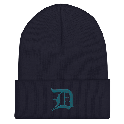 Detroit 'Old English D' Cuffed Beanie (Auburn HIlls Teal)