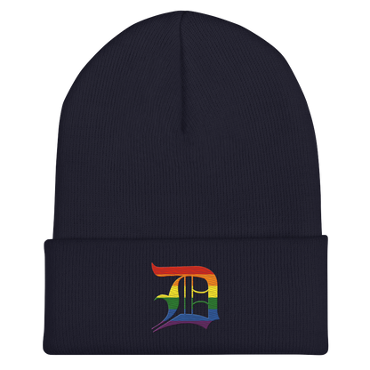 Detroit 'Old English D' Cuffed Beanie (Rainbow Pride Edition)