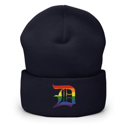 Detroit 'Old English D' Cuffed Beanie (Rainbow Pride Edition)