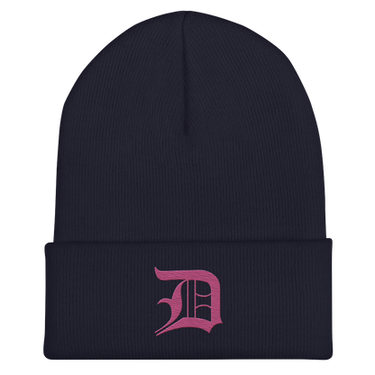 Detroit 'Old English D' Cuffed Beanie (Apple Blossom Pink)