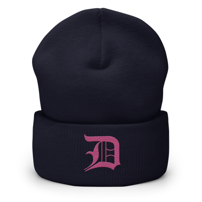 Detroit 'Old English D' Cuffed Beanie (Apple Blossom Pink)