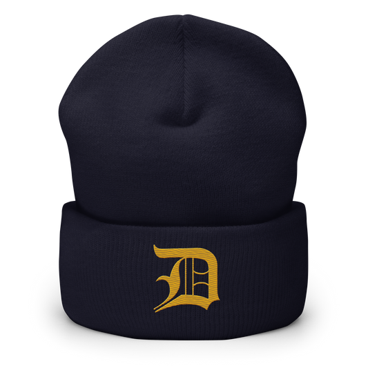 Detroit 'Old English D' Cuffed Beanie (Gold)