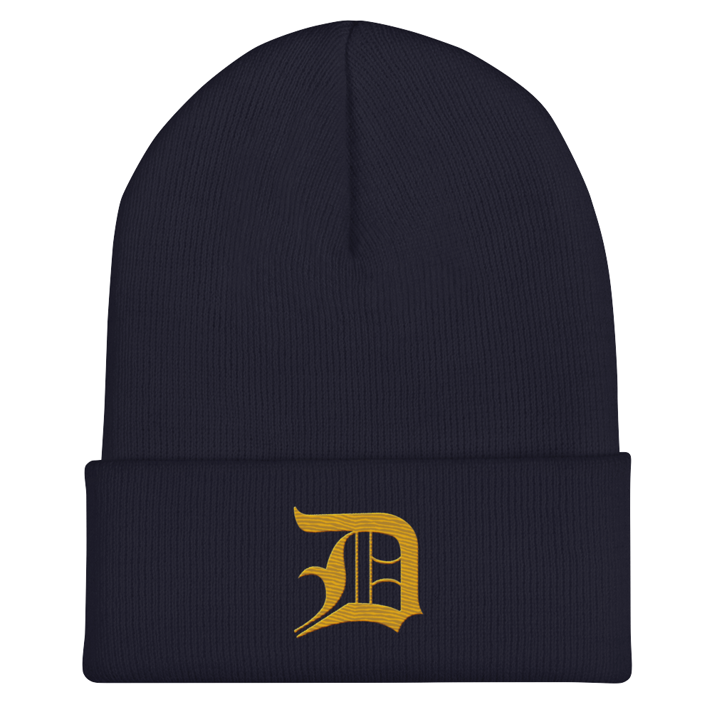 Detroit 'Old English D' Cuffed Beanie (Gold)