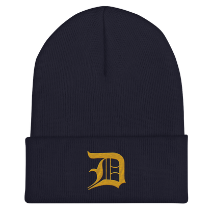 Detroit 'Old English D' Cuffed Beanie (Gold)