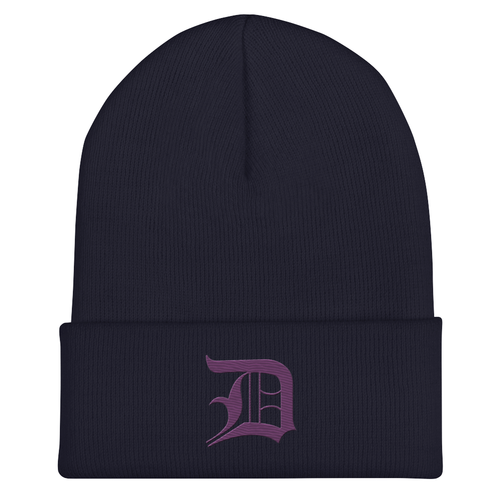 Detroit 'Old English D' Cuffed Beanie (Plum)