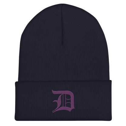 Detroit 'Old English D' Cuffed Beanie (Plum)