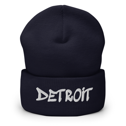 'Detroit' Cuffed Beanie (Tag Font)