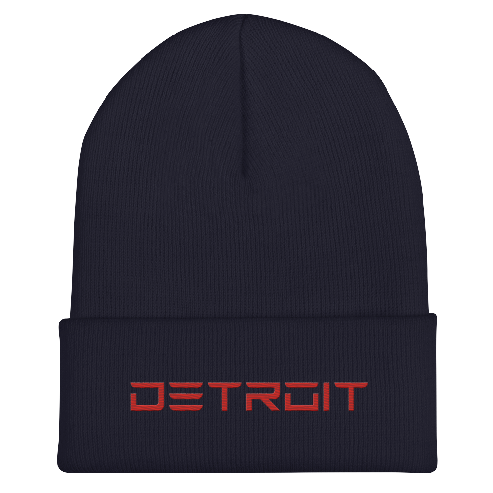 'Detroit' Cuffed Beanie (Electric Font) | Red